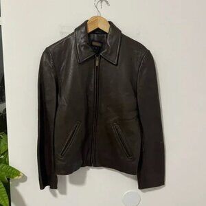 Coach Brown Leather Zip Jacket Size XS